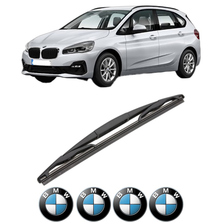 Stergator lamela spate BMW Seria 2 Active Tourer Van (F45) din 2014 - 2021, pentru luneta auto, Valeo Silencio, din cauciuc siliconat rezistent, 4 Stickere Auto BMW