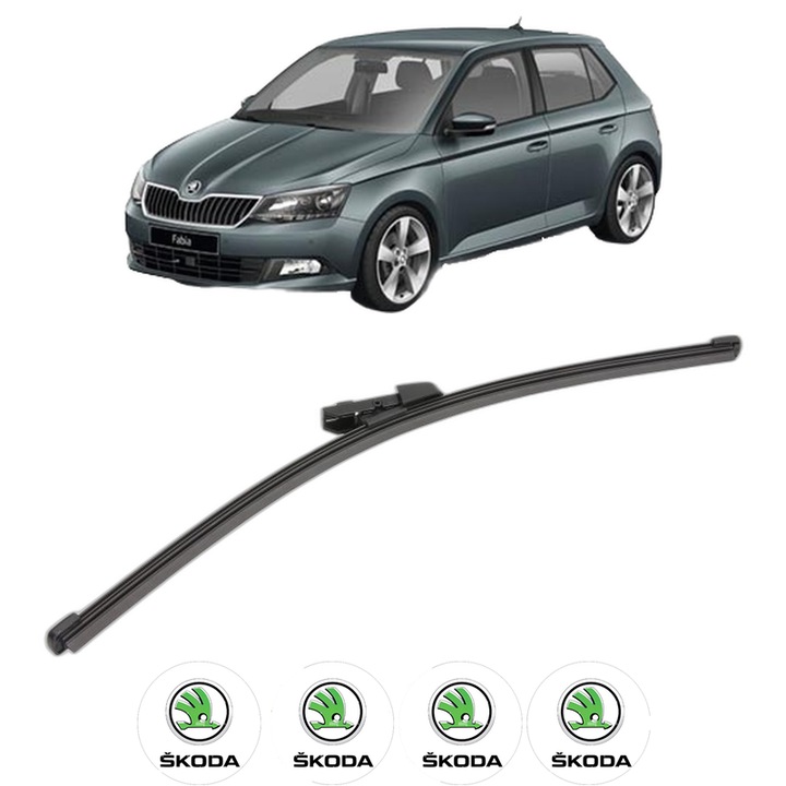 Stergator lamela spate SKODA FABIA III (NJ3) din 2014 - 2021, pentru luneta auto, Valeo Silencio Xtrm, din cauciuc siliconat rezistent, 4 Stickere Auto SKODA