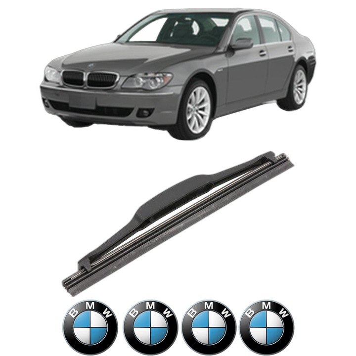 Stergător lamelă spate Valeo, pentru lunetă auto, cauciuc siliconat, 180 mm, 4 Stickere Auto, compatibil cu BMW Seria 7 (E65, E66, E67) din 2005 - 2008