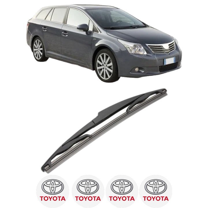 Stergator lamela spate TOYOTA AVENSIS Estate (_T27_) din 2008 - 2018, pentru luneta auto, Valeo Silencio, din cauciuc siliconat rezistent, 4 Stickere Auto TOYOTA
