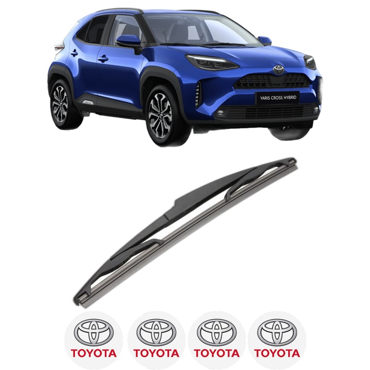 Stergator lamela spate TOYOTA YARIS CROSS (MXP_) din 2020, pentru luneta auto, Valeo Silencio, din cauciuc siliconat rezistent, 4 Stickere Auto TOYOTA