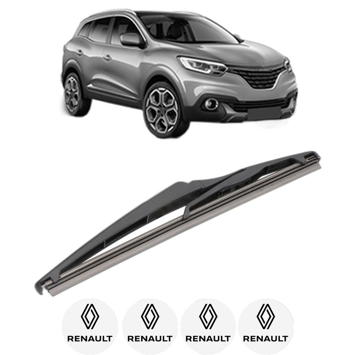 Stergator lamela spate RENAULT KADJAR (HA_, HL_) din 2015, pentru luneta auto, Valeo Silencio, din cauciuc siliconat rezistent, 4 Stickere Auto RENAULT