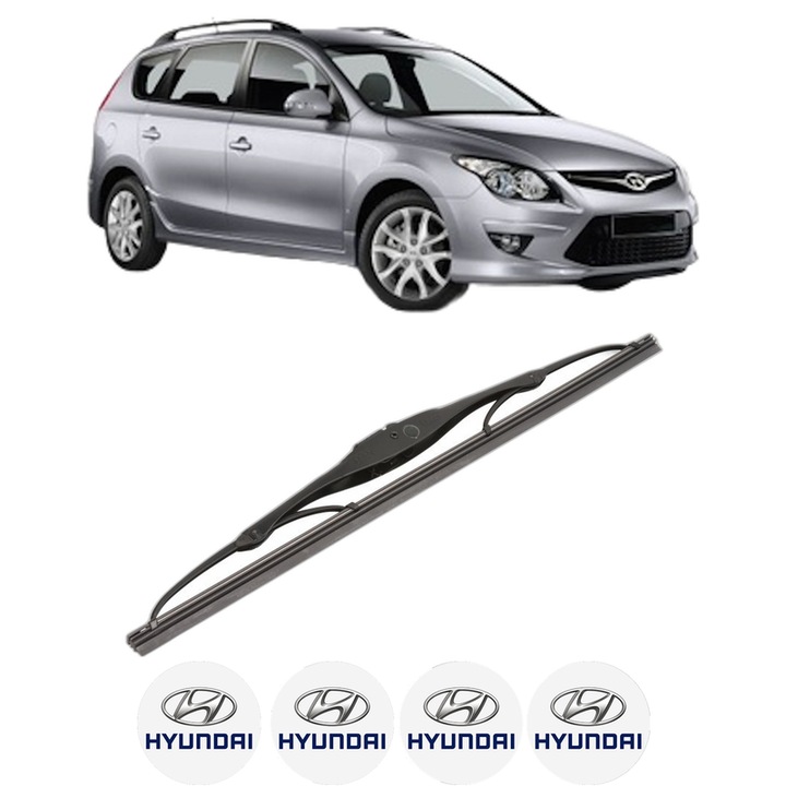 Stergator lamela spate HYUNDAI i30 Estate (GD) din 2012 - 2017, pentru luneta auto, Valeo Silencio, din cauciuc siliconat rezistent, 4 Stickere Auto HYUNDAI