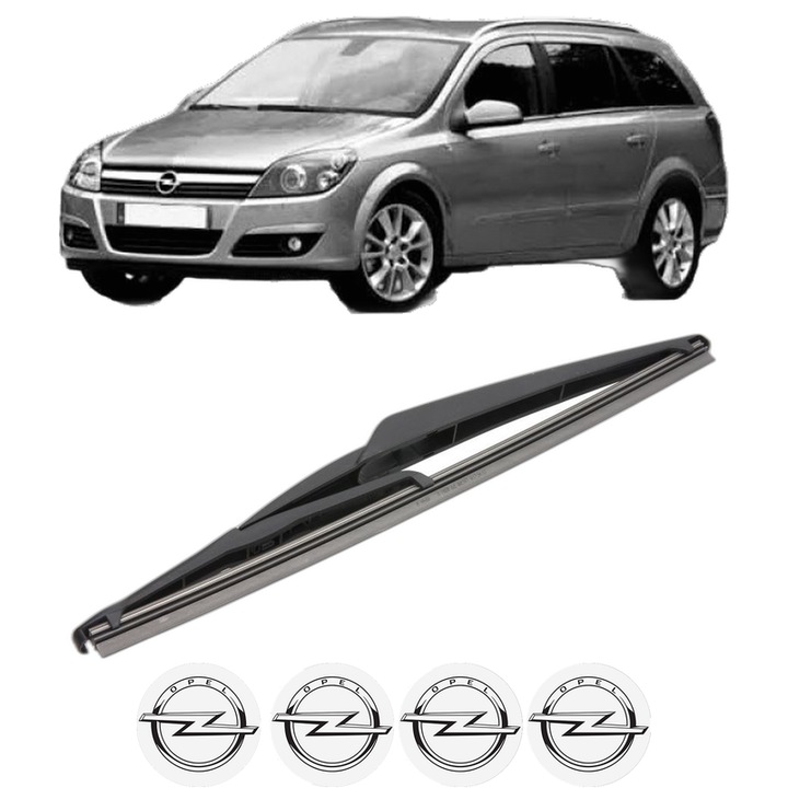 Stergator lamela spate OPEL ASTRA H Estate (A04) din 2004 - 2014, pentru luneta auto, Valeo Silencio, din cauciuc siliconat rezistent, 4 Stickere Auto OPEL