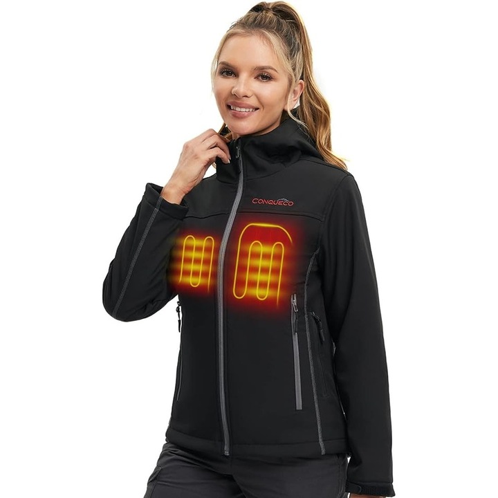 Jacheta incalzita Conqueco, waterproof, windproof, Negru, marimea XL