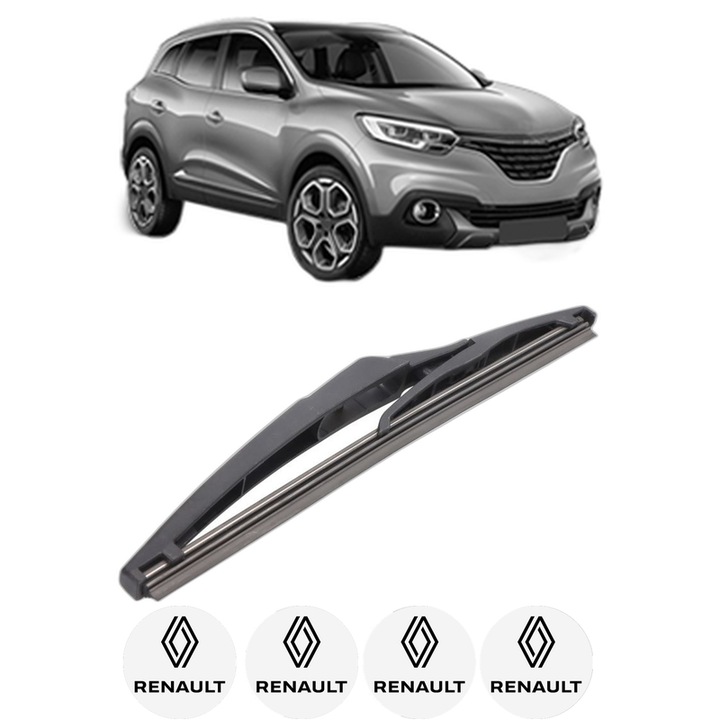 Stergator lamela spate RENAULT KADJAR (HA_, HL_) din 2015, pentru luneta auto, Bosch Twin, din cauciuc siliconat rezistent, 4 Stickere Auto RENAULT