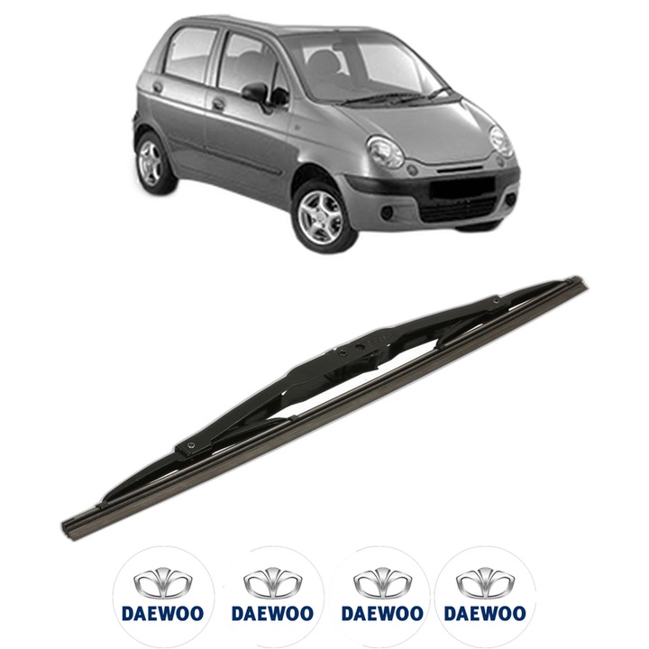Stergator lamela spate DAEWOO MATIZ (M100, M150) din 1998 - 2003, pentru luneta auto, Bosch Twin, din cauciuc siliconat rezistent, 4 Stickere Auto DAEWOO