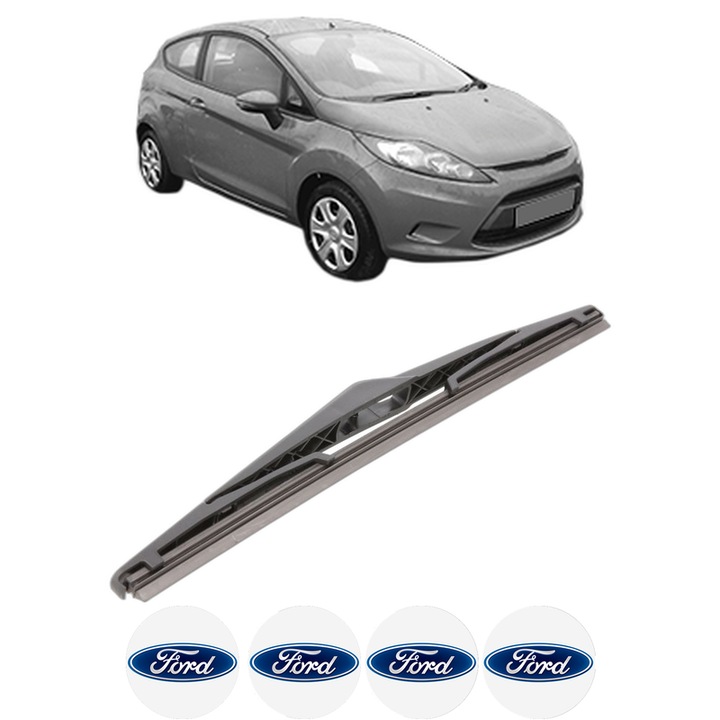 Stergator lamela spate FORD FIESTA VI (CB1, CCN) din 2008 - 2018, pentru luneta auto, Bosch Twin, din cauciuc siliconat rezistent, 4 Stickere Auto FORD