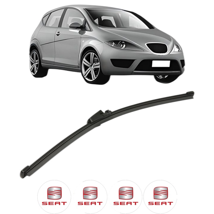 Stergator lamela spate SEAT ALTEA (5P1) din 2004 - 2015, pentru luneta auto, Valeo Silencio Xtrm, din cauciuc siliconat rezistent, 4 Stickere Auto SEAT