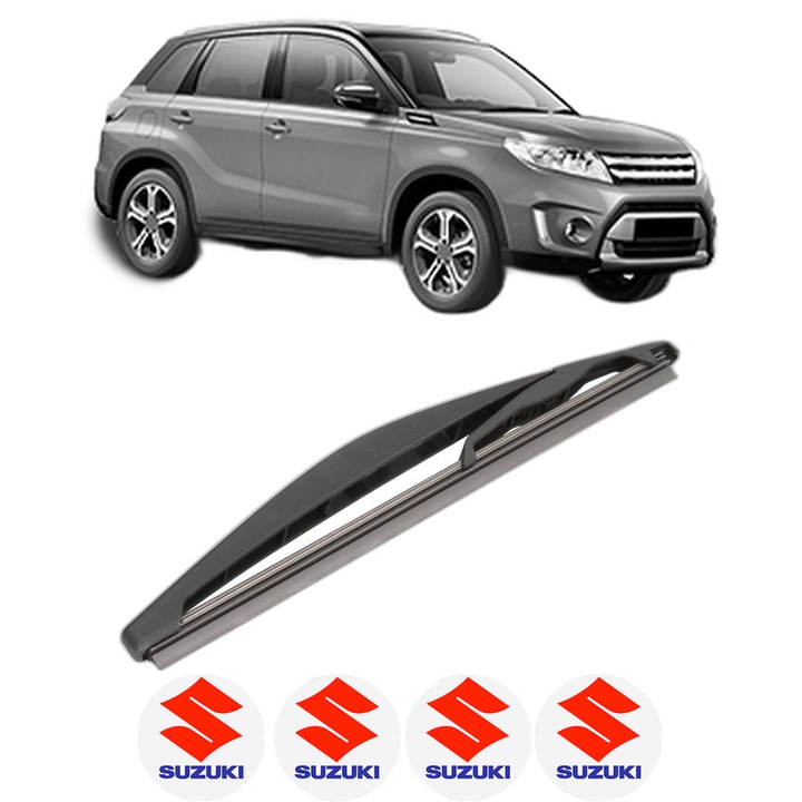 Stergator lamela spate SUZUKI VITARA (LY) din 2015, pentru luneta auto, Valeo Silencio, din cauciuc siliconat rezistent, 4 Stickere Auto SUZUKI