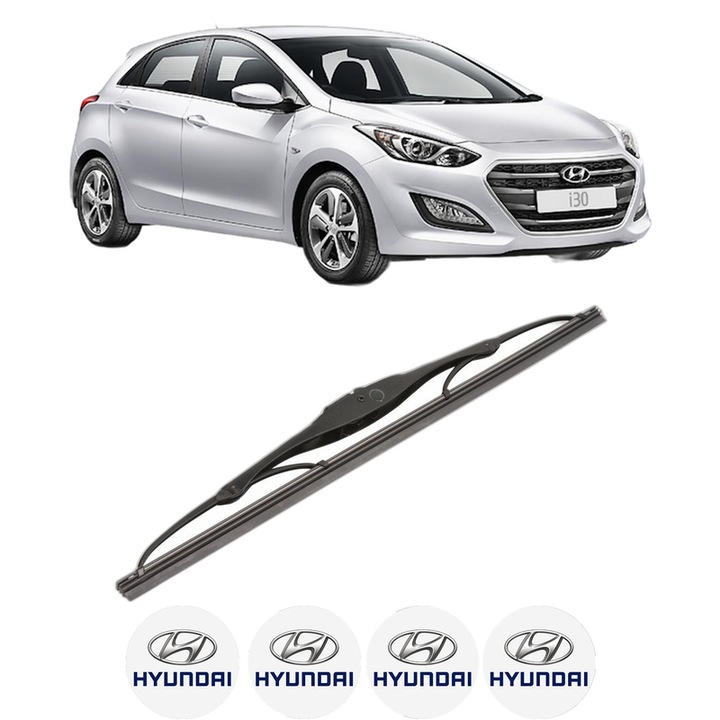 Stergator lamela spate pentru HYUNDAI i30 (GD) din 2011 - 2016, pentru luneta auto, Valeo Silencio, din cauciuc siliconat rezistent, 4 Stickere Auto HYUNDAI