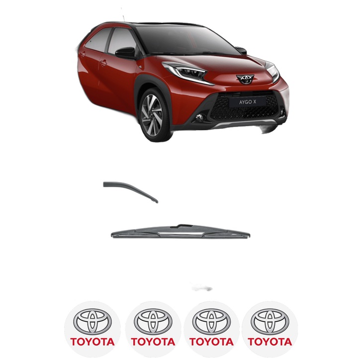 Stergator lamela spate TOYOTA AYGO X (_B7_) din 2022, pentru luneta auto, Valeo Silencio, din cauciuc siliconat rezistent, 4 Stickere Auto TOYOTA