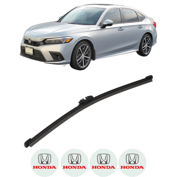 Stergator lamela spate HONDA CIVIC XI Hatchback (FL) din 2022, pentru luneta auto, Valeo Silencio, din cauciuc siliconat rezistent, 4 Stickere Auto HONDA