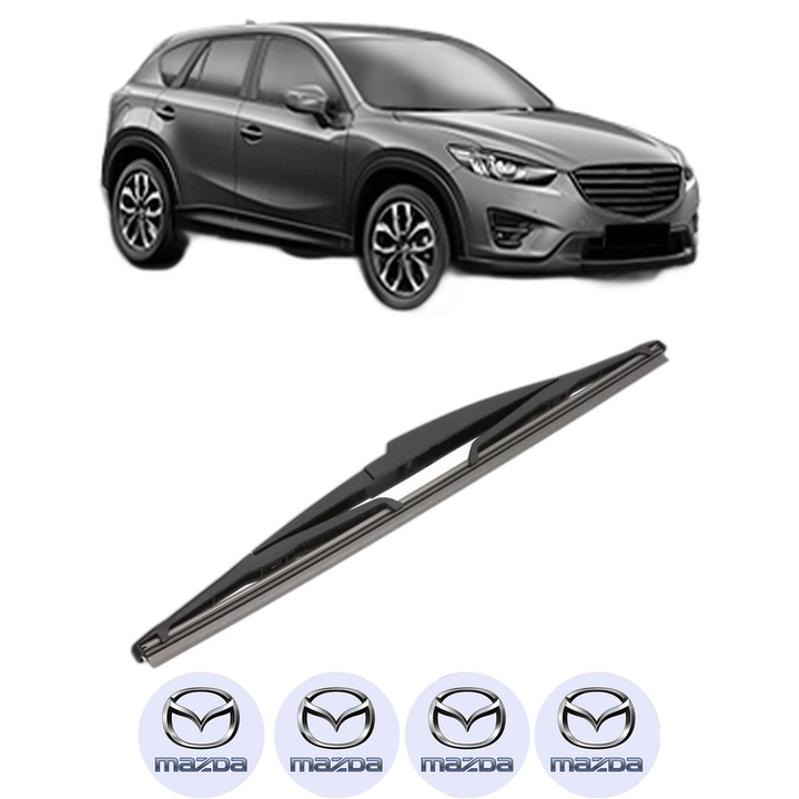 Stergator lamela spate MAZDA CX-5 Van (KE_) din 2015 - 2017, pentru luneta auto, Valeo Silencio, din cauciuc siliconat rezistent, 4 Stickere Auto MAZDA