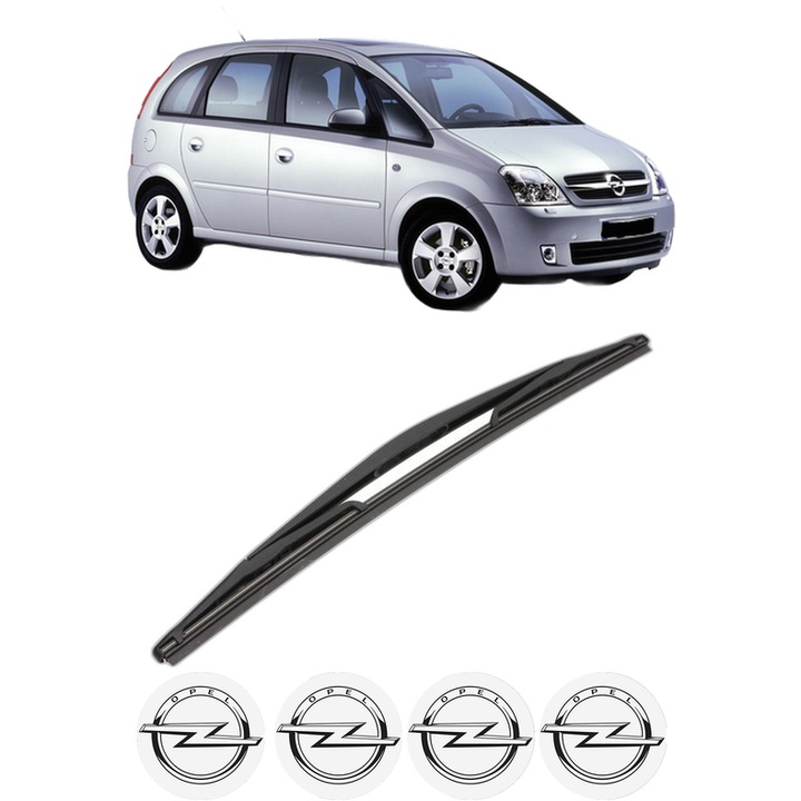 Stergator lamela spate OPEL MERIVA A MPV (X03) din 2003 - 2010, pentru luneta auto, Valeo Silencio, din cauciuc siliconat rezistent, 4 Stickere Auto OPEL