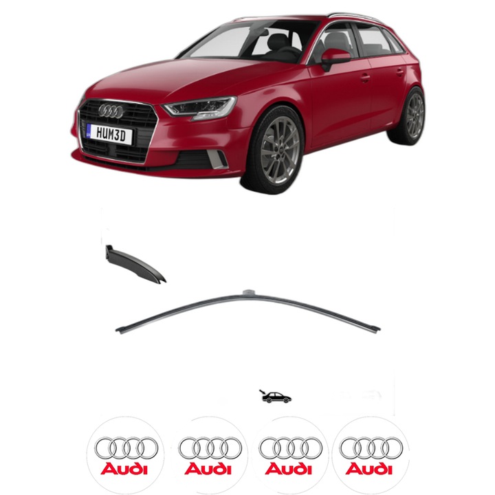 Stergator lamela spate AUDI A3 Sportback (8YA, 8YF) din 2019, pentru luneta auto, Valeo Silencio, din cauciuc siliconat rezistent, 4 Stickere Auto AUDI