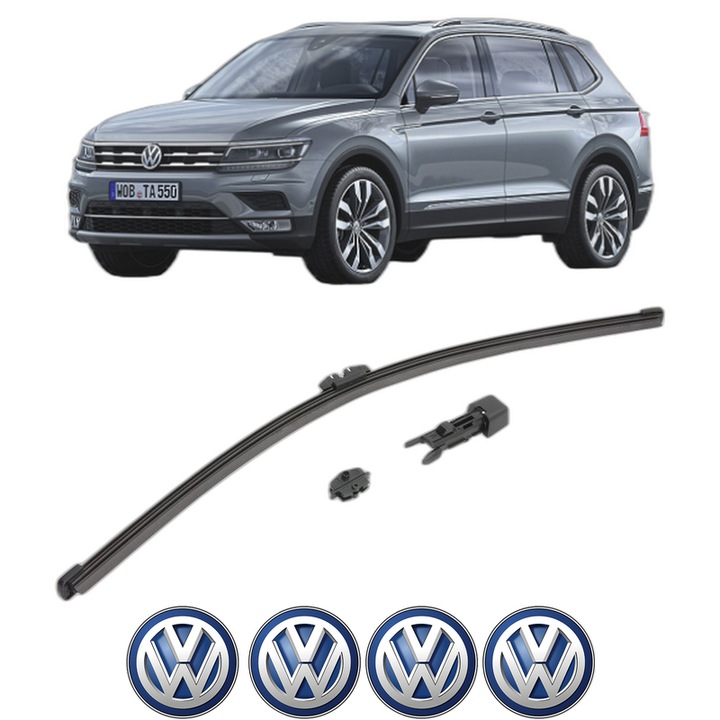 Stergator lamela spate Volkswagen TIGUAN ALLSPACE (BW2, BJ2) din 2017 - 2021, pentru luneta auto, Valeo HydroConnect, din cauciuc siliconat rezistent, 4 Stickere Auto VW