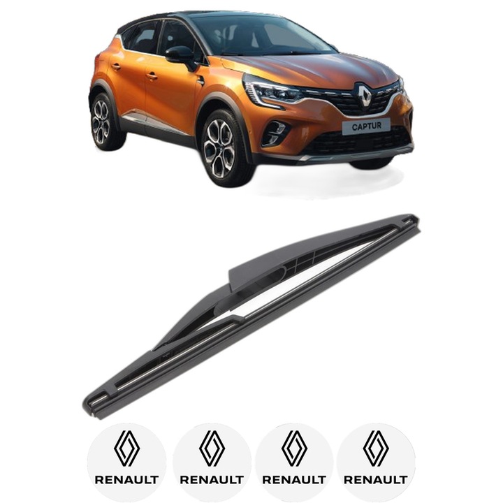 Stergator lamela spate RENAULT CAPTUR II (HF_) din 2020, pentru luneta auto, Bosch Twin, din cauciuc siliconat rezistent, 4 Stickere Auto RENAULT