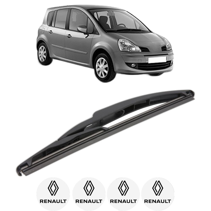 Stergator lamela spate RENAULT MODUS / GRAND MODUS (F/JP0_) din 2004 - 2012, pentru luneta auto, Valeo Silencio, din cauciuc siliconat rezistent, 4 Stickere Auto RENAULT