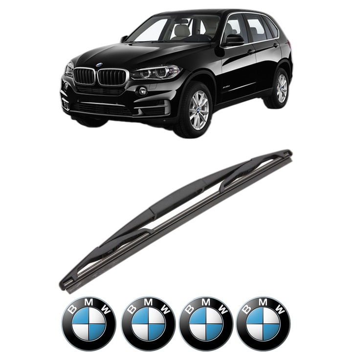 Stergator lamela spate BMW Seria X5 (F15, F85) din 2013 - 2018, pentru luneta auto, Valeo Silencio, din cauciuc siliconat rezistent, 4 Stickere Auto BMW