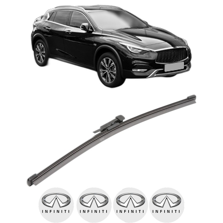Stergator lamela spate INFINITI QX30 din 2016, pentru luneta auto, Valeo Silencio Xtrm, din cauciuc siliconat rezistent, 4 Stickere Auto INFINITI