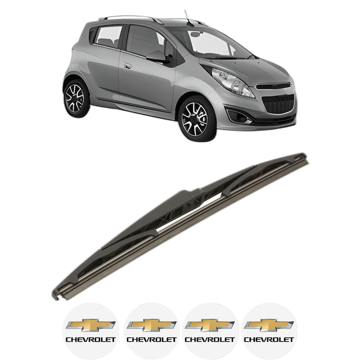 Stergator lamela spate CHEVROLET SPARK (M300) din 2010, pentru luneta auto, Bosch Twin, din cauciuc siliconat rezistent, 4 Stickere Auto CHEVROLET