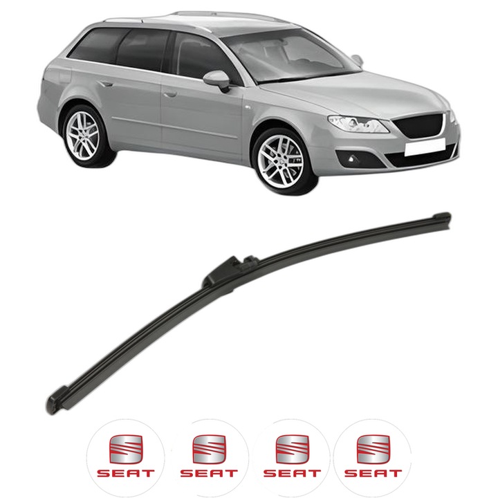 Stergator lamela spate SEAT EXEO ST (3R5) din 2009 - 2013, pentru luneta auto, Valeo Silencio Xtrm, din cauciuc siliconat rezistent, 4 Stickere Auto SEAT