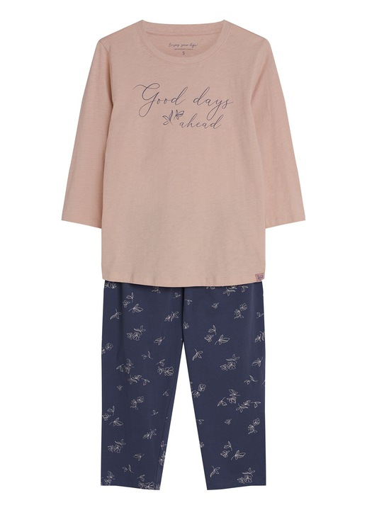 Pijama dama Henderson, Bumbac, Roz, Text