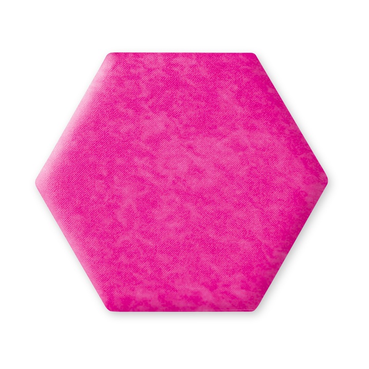 Panou Tapitat Pentru Perete Hexagon, Taphiceros, Catifea, pentru Living, Birou, Camera copiilor, Culoare ALOVA 75 – Violet, Dimensiune 30x26 cm