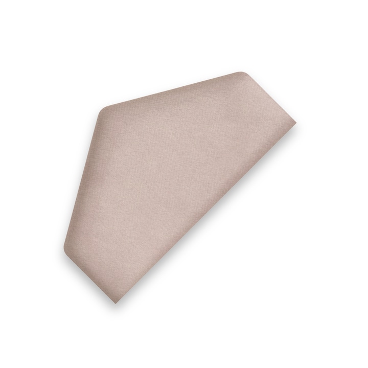 Panou Tapitat Pentru Perete Semi-Hexagon, Taphiceros, Catifea, pentru Living, Birou, Camera copiilor, Culoare SWING 2 – Bej, Dimensiune 26x15 cm