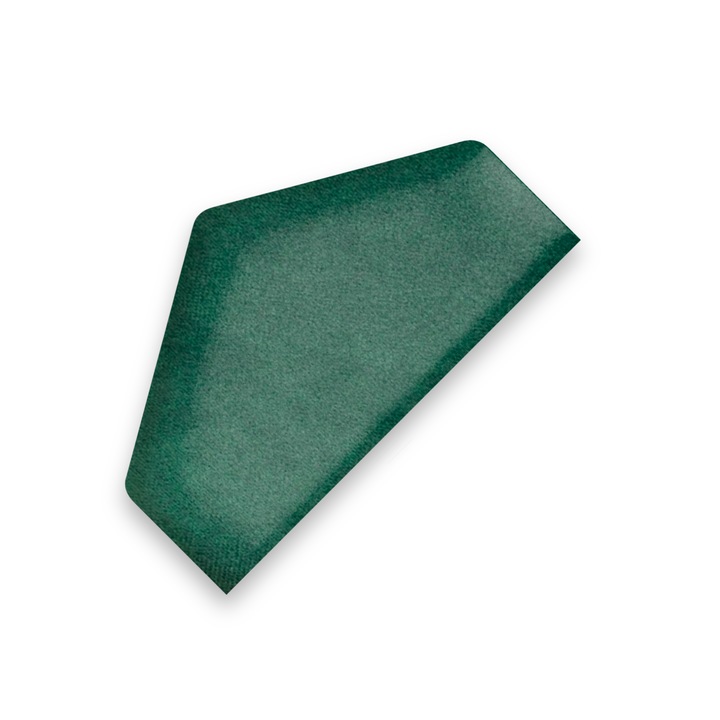 Panou Tapitat Pentru Perete Semi-Hexagon, Taphiceros, Catifea, pentru Living, Birou, Camera copiilor, Culoare SWING 8 – Verde, Dimensiune 26x15 cm
