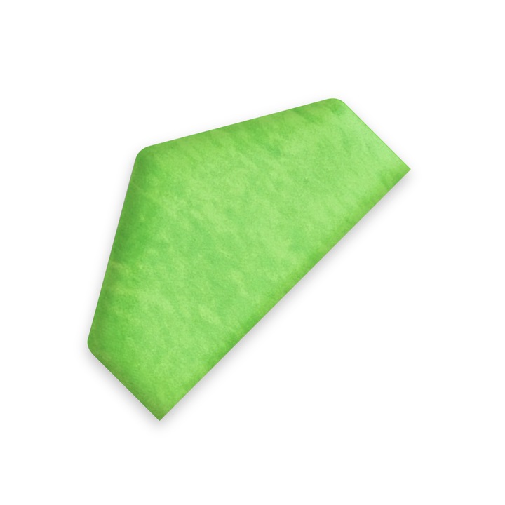 Panou Tapitat Pentru Perete Semi-Hexagon, Taphiceros, Catifea, pentru Living, Birou, Camera copiilor, Culoare ALOVA 65 – Lamaie verde, Dimensiune 26x15 cm