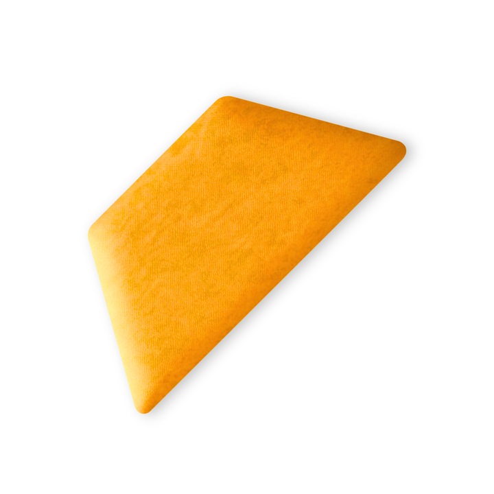 Panou Tapitat Pentru Perete Semi-Hexagon, Taphiceros, Catifea, pentru Living, Birou, Camera copiilor, Culoare ALOVA 68 – Portocaliu, Dimensiune 30x15 cm