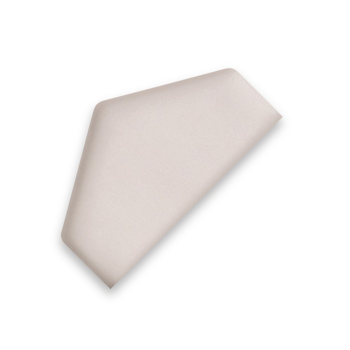 Panou Tapitat Pentru Perete Semi-Hexagon, Taphiceros, Catifea, pentru Living, Birou, Camera copiilor, Culoare SWING 1 – Alb, Dimensiune 26x15 cm