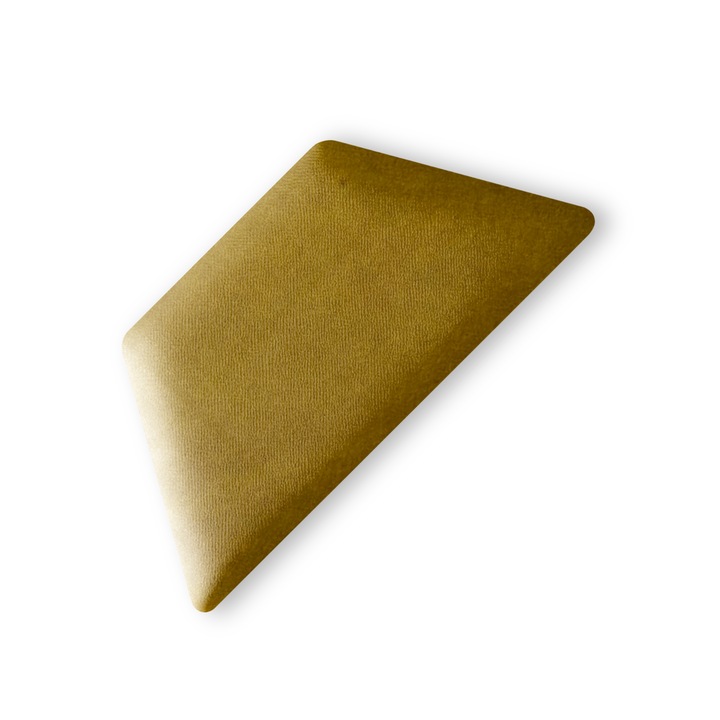 Panou Tapitat Pentru Perete Semi-Hexagon, Taphiceros, Catifea, pentru Living, Birou, Camera copiilor, Culoare VELUTTO 34 – Auriu, Dimensiune 30x15 cm