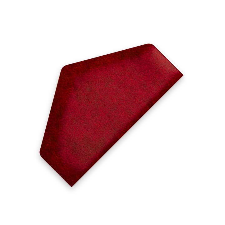 Panou Tapitat Pentru Perete Semi-Hexagon, Taphiceros, Catifea, pentru Living, Birou, Camera copiilor, Culoare ALOVA 72 – Rosu inchis, Dimensiune 26x15 cm
