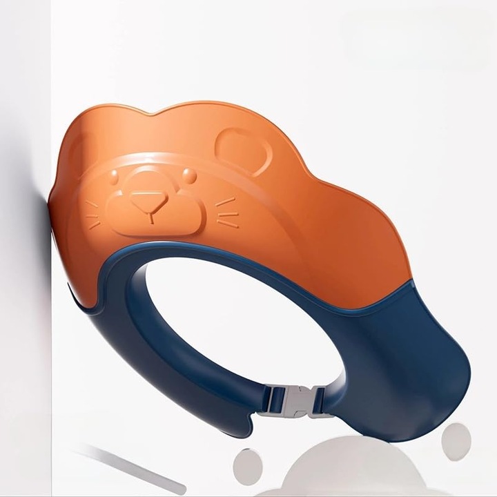 Шапка за баня за бебе, оранжева, мек силикон, водоустойчива, за деца на 1-3 години