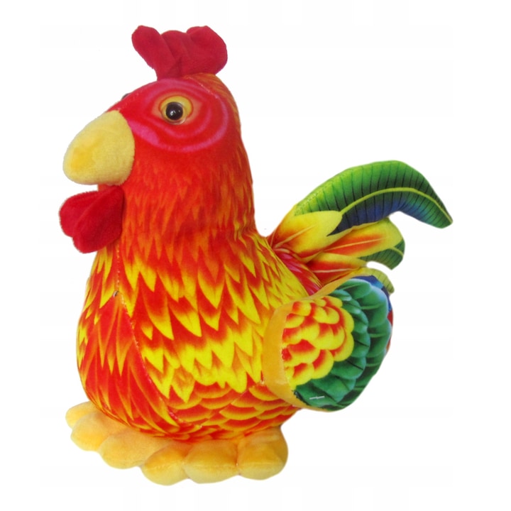 Kogut de plus Deef, 25 cm, design folcloric, cu sunet