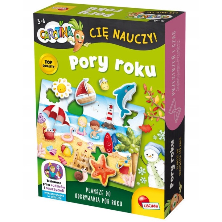 Joc educativ, Dante, Carotina Cie nauczy Pory roku, 4 plansze, 32 elemente, multicolor