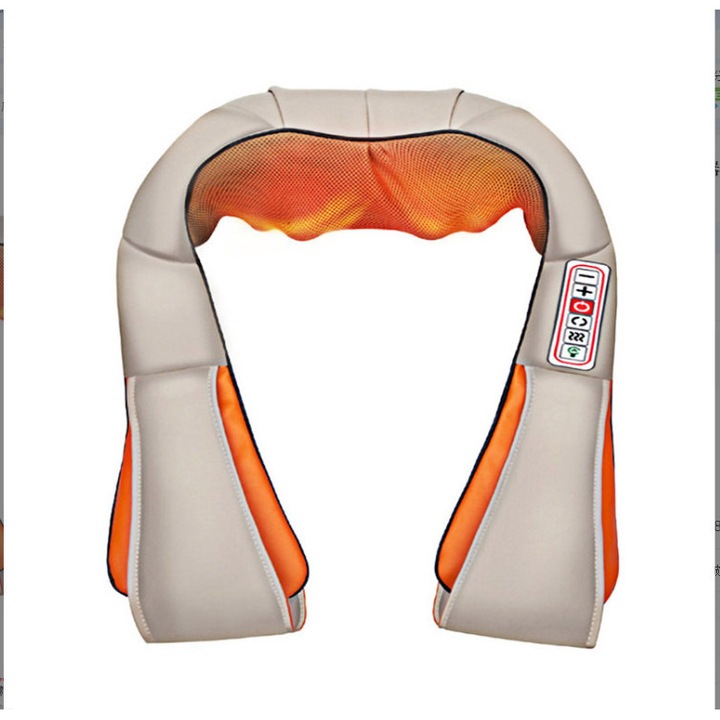 Masszírozó nyakra és vállra, 12V, 24W, légáteresztő anyag, akasztófülekkel, kék