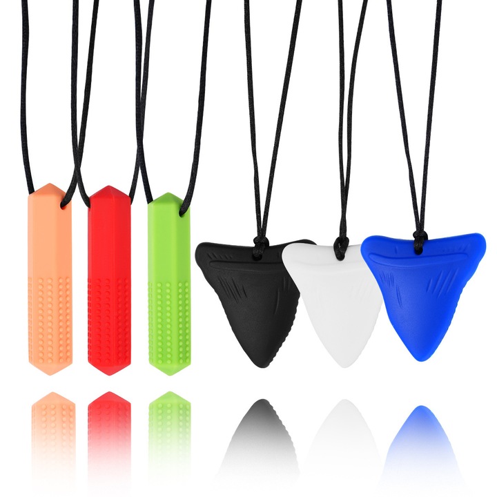 Szilikon nyaklánc szett, 5x5cm és 7.6x1.5cm, többszínű, 6 hónapos kortól