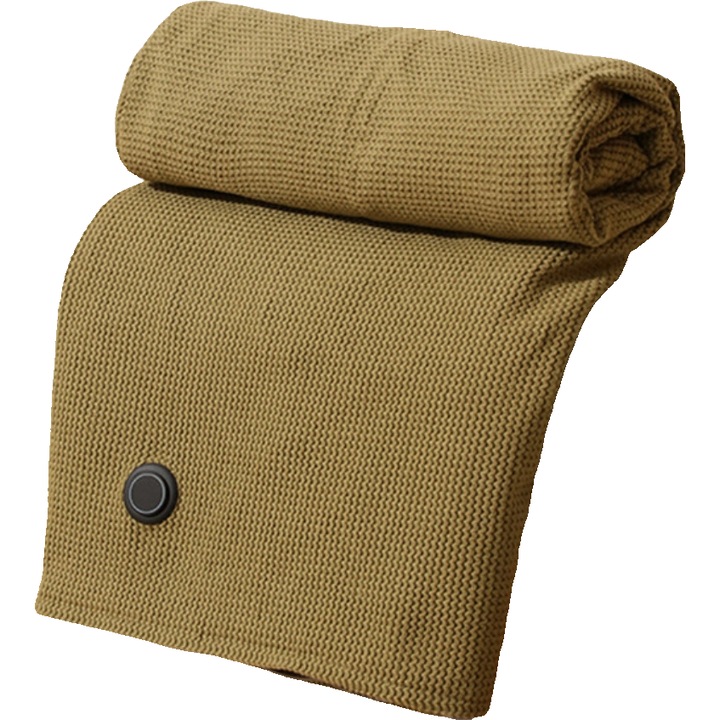 Patura cu incalzire electrica purtabila si incarcabila, esentiala pentru interior/exterior iarna, incluzand power bank 1000mAh, material tricotat cu finisaj moale si placut, Verde Vibrant