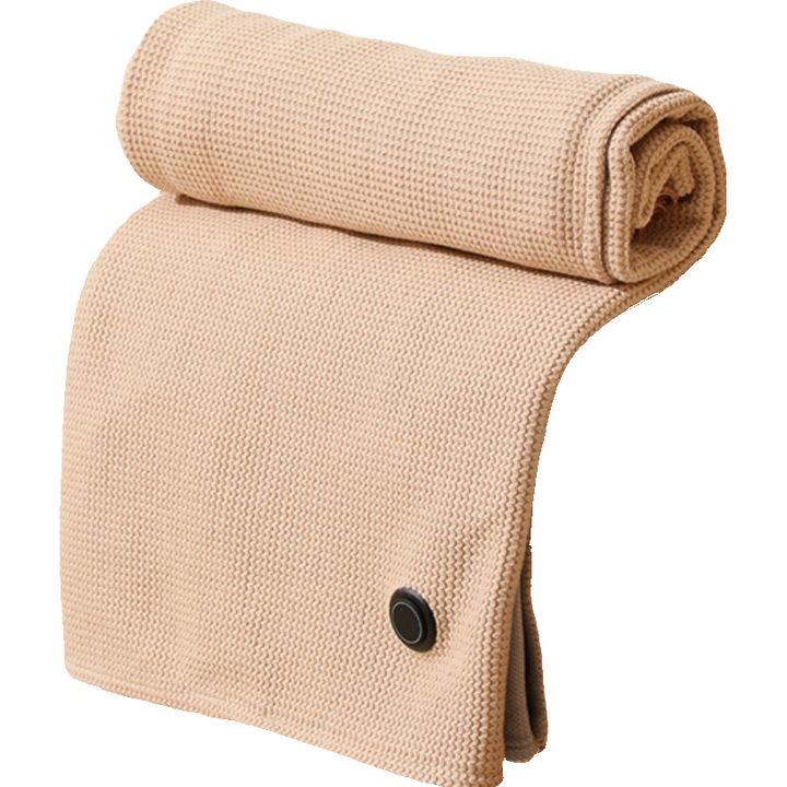 Patura cu incalzire electrica purtabila si incarcabila, esentiala pentru interior/exterior iarna, incluzand power bank 1000mAh, material tricotat cu finisaj moale si placut, Nor de Stele Calde