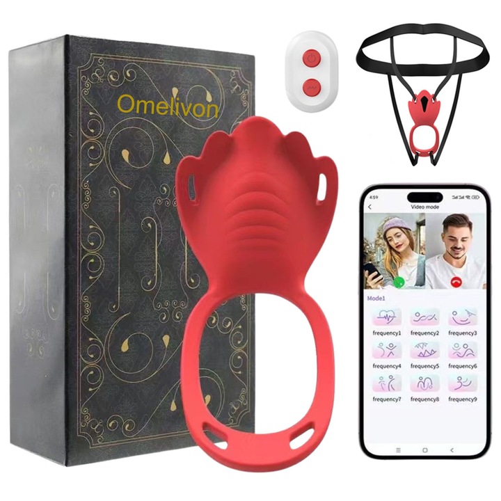Vibrátor bugyival, Omelivon®, 2 az 1-ben, 9 mód, alkalmazás és távirányító vezérlés, piros