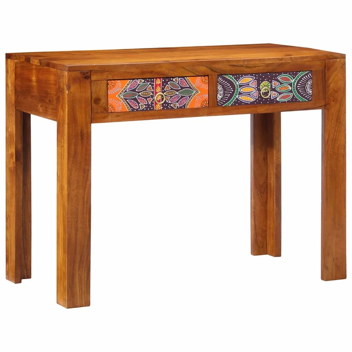 Birou cu sertar vidaXL, Maro, 100 x 50 x 75 cm, Lemn masiv de acacia