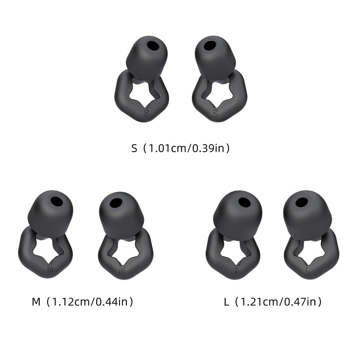 Dopuri de urechi din silicon, reutilizabile, pentru somn, izolare fonica, protectie impotriva zgomotului, set de 3 perechi, negru
