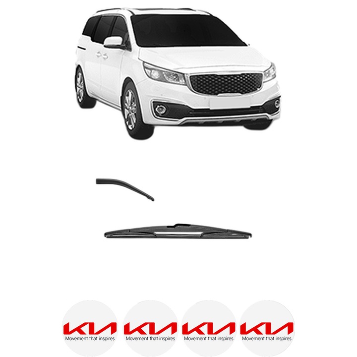 Stergator lamela spate KIA CARNIVAL IV (KA4) din 2021, pentru luneta auto, Valeo Silencio, din cauciuc siliconat rezistent, 4 Stickere Auto KIA