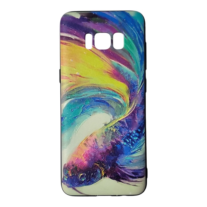 Husa compatibila cu Samsung Galaxy S8, Carcasa silicon in relief, Peste Japonez