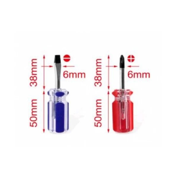 Műanyag, krómacél rövid nyelű csavarhúzó készlet - 2 db - PH+simító - 6x38 mm