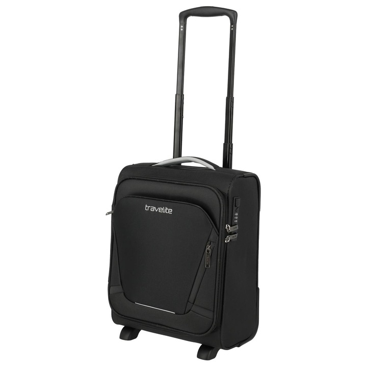 Geantă de călătorie Travelite Jetpack Easy 2, neagră, 40x30x20cm, cu roți și maner telescopic